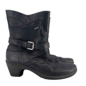 Romika Black Leather Zip Ankle Boots EU 41 US 10-10.5 Water Resistant Nomad Moto